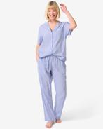 HEMA Dames pyjamabroek seersucker blauw, Verzenden, Blauw