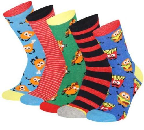 Jongens sokken met fastfood print 5-pack rood €7,95, Kinderen en Baby's, Kinderkleding | Overige, Nieuw, Verzenden