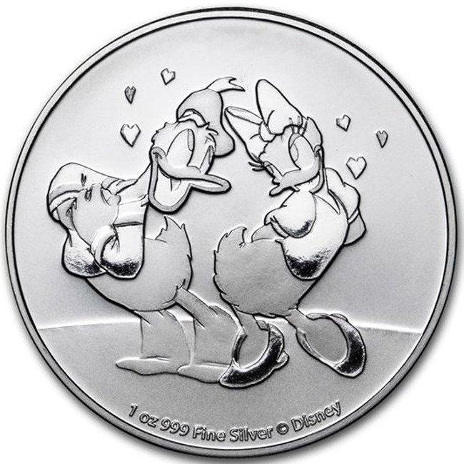 Niue. 2 Dollars 2021 1 oz Niue $2 NZD Disney Donald & Daisy, Postzegels en Munten, Edelmetalen en Baren