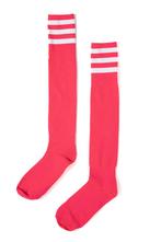 Sokken Neon Roze Witte Strepen 36-41 Dames Heren Unisex Fluo, Kleding | Dames, Ophalen of Verzenden, Nieuw, Carnaval