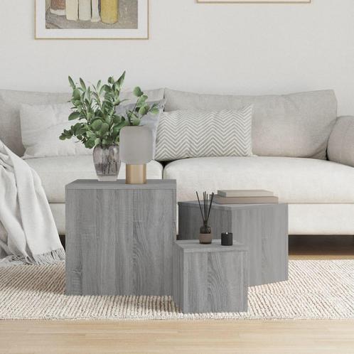 vidaXL Bijzettafels 3 st bewerkt hout grijs sonoma, Huis en Inrichting, Tafels | Bijzettafels, Nieuw, Verzenden