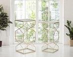 TAFEL GLASSY SET 2 STUKS CM 31,5X31,5X68-28X28X64, Huis en Inrichting, Tafels | Sidetables, Ophalen of Verzenden, Nieuw
