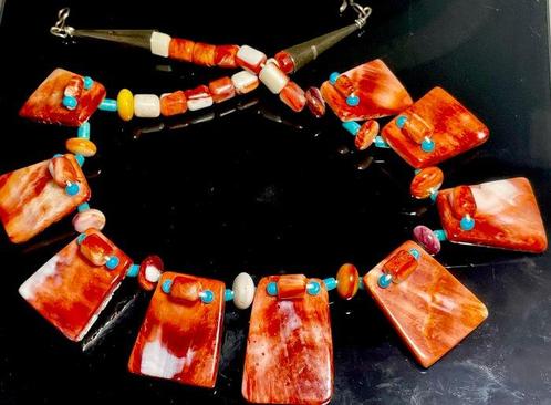 Halsketting - Verenigde Staten Navajo spiny oyster plaat, Antiek en Kunst, Kunst | Niet-Westerse kunst