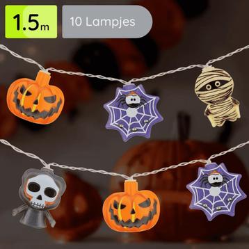 Halloween Lichtsnoer - 1.5 Meter - 10 LED Lampjes - Pompoen, beschikbaar voor biedingen