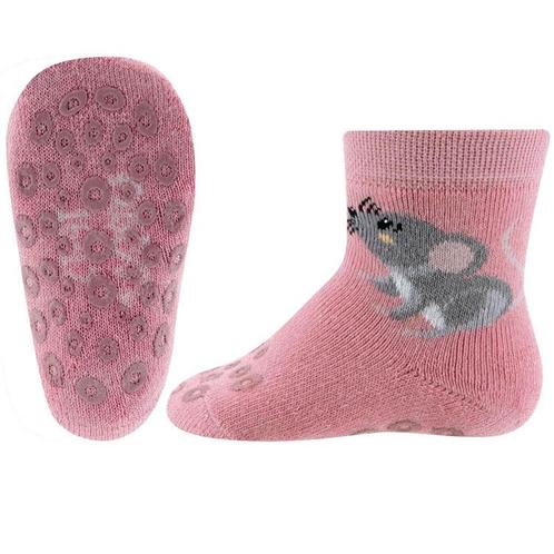 Antislipsok Ewers Lief Grijs Muisje - Roze - Antislipnopjes, Kinderen en Baby's, Babykleding | Schoentjes en Sokjes, Meisje, Nieuw
