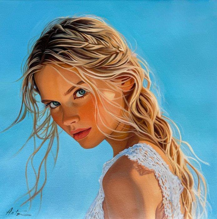 Laura Anton - Le Regard, Antiek en Kunst, Kunst | Schilderijen | Modern