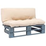 vidaXL Tuinbank pallet met zandkleurige kussens grenenhout, Tuin en Terras, Tuinsets en Loungesets, Verzenden, Nieuw