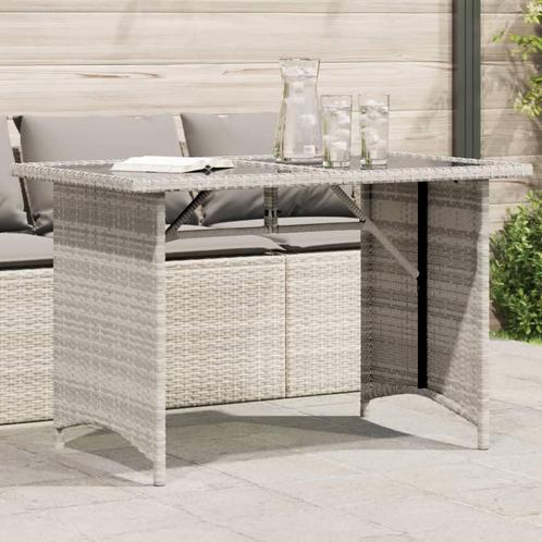 vidaXL Tuintafel met glazen blad 110x68x70 cm poly rattan, Tuin en Terras, Tuintafels, Nieuw, Verzenden