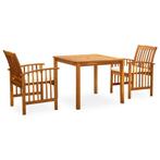 vidaXL 3-delige Tuinset met kussens massief acaciahout, Tuin en Terras, Tuinsets en Loungesets, 2 zitplaatsen, Verzenden, Nieuw
