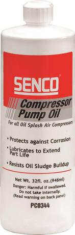 Senco Compressor olie - 946 ml - PC0344, Doe-het-zelf en Verbouw, Compressors, Nieuw, Ophalen of Verzenden