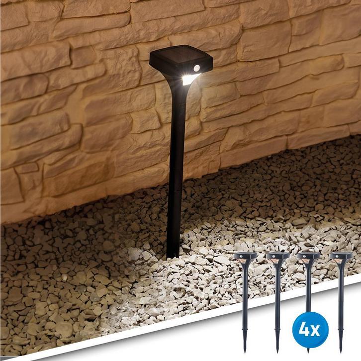 4x Solar LED priklamp Move II padverlichting, Tuin en Terras, Buitenverlichting, Bewegingssensor, Waterbestendig, Led, Zonne-energie