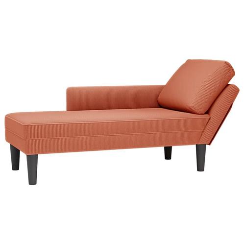 vidaXL Chaise longue met kussen corduroy stof rood oranje, Huis en Inrichting, Banken | Sofa's en Chaises Longues, Nieuw, Verzenden