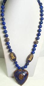 Lapis lazuli (natuurlijk) - Tibetaanse amuletten - hart Om