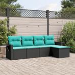 vidaXL 5-delige tuinbankset met kussens van zwart polyrotan, Tuin en Terras, Tuinsets en Loungesets, Verzenden, Nieuw, Rotan