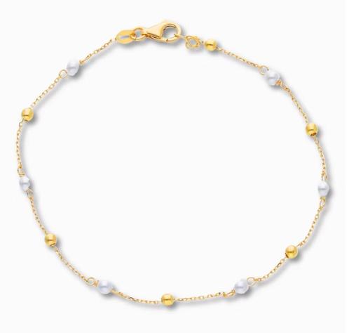 Gouden Pearl Drop Armband 14K, Sieraden, Tassen en Uiterlijk, Armbanden, Goud, Nieuw, Goud, Verzenden