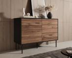 Meubella | Dressoir eiken zwart 120cm 3 lades - Opbergkast, Huis en Inrichting, Kasten | Dressoirs, 100 tot 150 cm, Verzenden