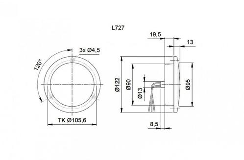 Jokon Remlicht/Achterlicht LED 727 Rond Wit, Caravans en Kamperen, Kampeeraccessoires, Nieuw