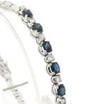 18 Krt. Witgouden armband met saffier en diamant; 0,24 ct..., Gebruikt, Overige kleuren, Ophalen of Verzenden, Met edelsteen