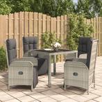 vidaXL 5-delige Tuinset met kussens poly rattan grijs, Tuin en Terras, Tuinsets en Loungesets, Verzenden, Nieuw, Rotan, Tuinset