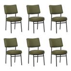 Set van 6 Leren eetkamerstoelen Rondo - Toledo Olive, Ophalen of Verzenden, Nieuw, Leer