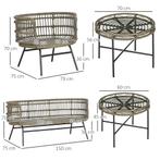 TRUUSK Tuinmeubelset 5-delig Rattan Zitgroep Met Kussens 2 S, Tuin en Terras, Verzenden, Nieuw