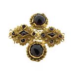Antiek gouden broche met granaat (vintage) (vintage), Gebruikt, Overige kleuren, Ophalen of Verzenden, Met edelsteen