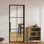 vidaXL Binnendeur 83x201,5 cm ESG-glas en aluminium zwart, Verzenden, Nieuw
