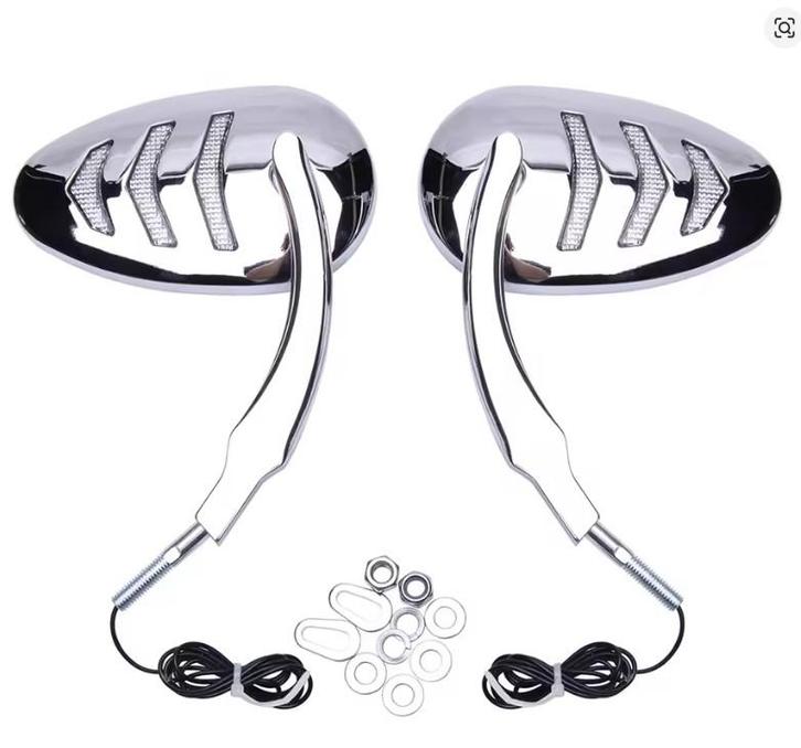 Clubstyle spiegelset met LED richtingaanwijzers verchroomd, Motoren, Onderdelen | Harley-Davidson, Nieuw, Verzenden