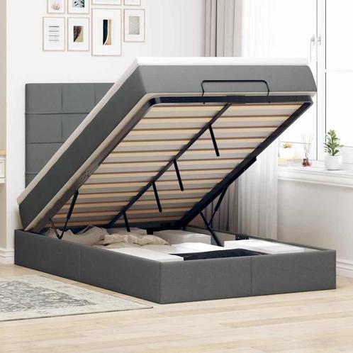 vidaXL Ottoman bed met matras 120x190 cm stof donkergrijs, Huis en Inrichting, Slaapkamer | Bedden, 120 cm, 190 cm of minder, Grijs