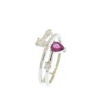 Verlovingsring - 9 kt. Witgoud - 0.48ct. tw. Robijn -