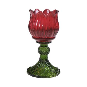 glas waxinelicht tulp rood 15cm beschikbaar voor biedingen