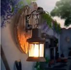 Retro Wandlamp – E27 Hout Metaal met Glazen Kap Vintage, Huis en Inrichting, Verzenden, Nieuw