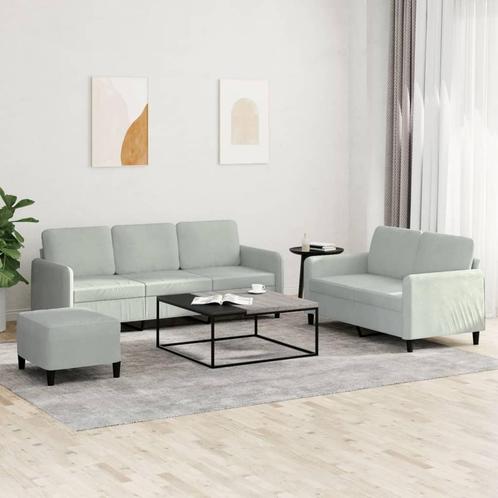 vidaXL 3-delige Loungeset fluweel lichtgrijs, Huis en Inrichting, Banken | Bankstellen, Nieuw, Stof, Vierpersoons of meer, Verzenden