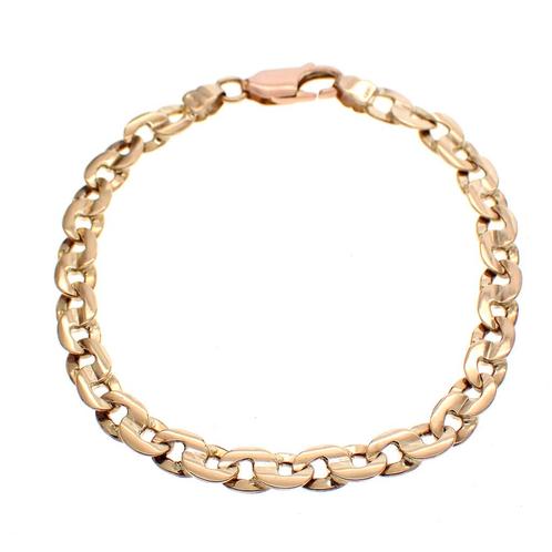 9 Krt. Bicolor infinity schakelarmband | 20 cm, Sieraden, Tassen en Uiterlijk, Armbanden, Overige kleuren, Gebruikt, Goud, Ophalen of Verzenden