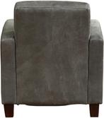 Leren fauteuil - Kenia Leer Antracite - Hout zwart, Huis en Inrichting, Fauteuils, Nieuw, Ophalen of Verzenden, Landelijk, 50 tot 75 cm