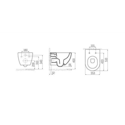 Wandcloset Aquasplash Rimoff Ophang Toilet Zonder Bidet Koel, Doe-het-zelf en Verbouw, Sanitair, Ophalen of Verzenden