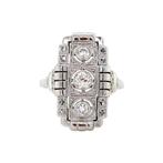 Witgouden vintage prinsessen ring met diamant 14 krt/950, Ophalen of Verzenden, Nieuw