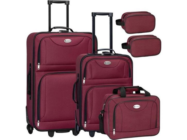 Trolley Reiskofferset / Kofferset Athen - 5-delig - Bordeaux, Huis en Inrichting, Woonaccessoires | Overige, Nieuw, Verzenden