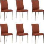 Set van 6 Donkercognac leren moderne eetkamerstoelen - Toled, Nieuw, Vijf, Zes of meer stoelen, Modern, Leer