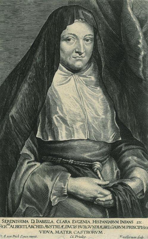 Portrait of Isabella Clara Eugenia of Spain, Antiek en Kunst, Kunst | Etsen en Gravures