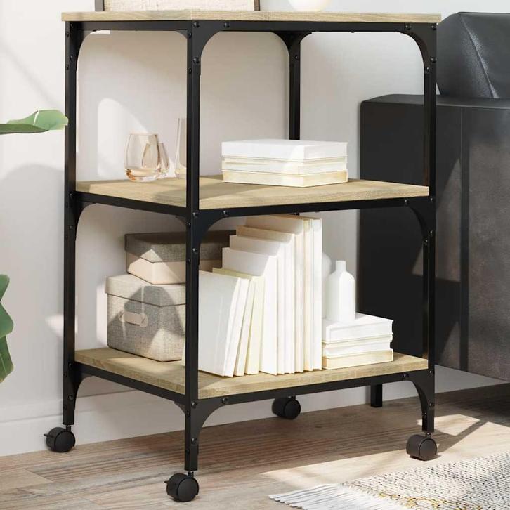 vidaXL Printerkastje 3-laags 50x41x75 cm bewerkt hout sonoma, Computers en Software, Printers, Nieuw, Verzenden