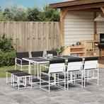 vidaXL 11-delige Tuinset met kussens textileen wit, Tuin en Terras, Tuinsets en Loungesets, Verzenden, Nieuw, Rvs, Tuinset