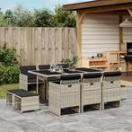 vidaXL 11-delige Tuinset met kussens poly rattan lichtgrijs, Tuin en Terras, Meer dan 8 zitplaatsen, Nieuw, Tuinset, Verzenden