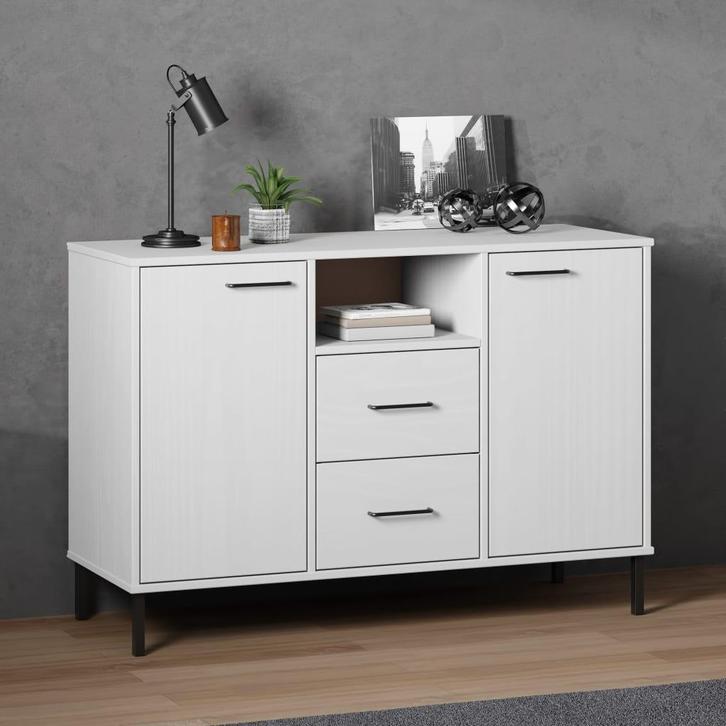 vidaXL Dressoir met metalen poten OSLO 113x40x77 cm, Huis en Inrichting, Kasten | Dressoirs, 25 tot 50 cm, Nieuw, 100 tot 150 cm
