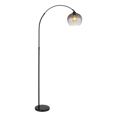 Vloerlamp Newcastle 154.0cm Smoked glas E27 1-Lichts, Huis en Inrichting, Lampen | Vloerlampen, Metaal, Ophalen of Verzenden