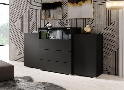 Dressoir mat zwart 150x39x81 industrieel, Huis en Inrichting, Kasten | Dressoirs, 25 tot 50 cm, Nieuw, 150 tot 200 cm, Verzenden