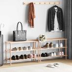 vidaXL Schoenenrekken met 3 schappen 2 st massief vurenhout, Verzenden, Nieuw