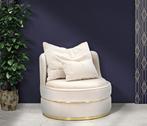 FAUTEUIL PARIJS SPACE CREMA/GOUD CM Ø 84X72, Huis en Inrichting, Fauteuils, Ophalen of Verzenden, Nieuw