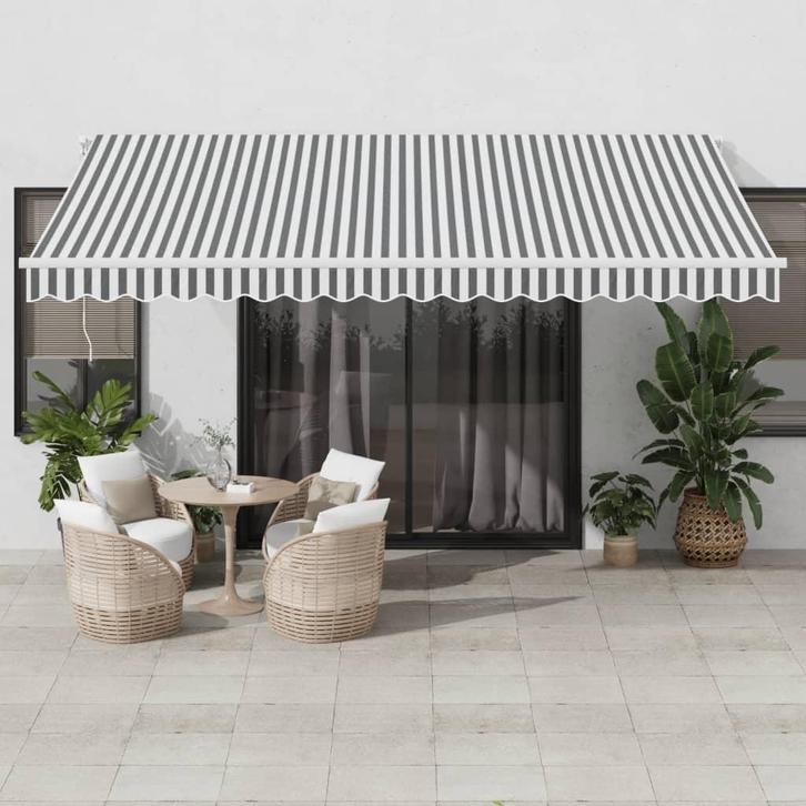 vidaXL Luifel handmatig uittrekbaar 450x350 cm antraciet en, Tuin en Terras, Zonneschermen, Nieuw, Verzenden