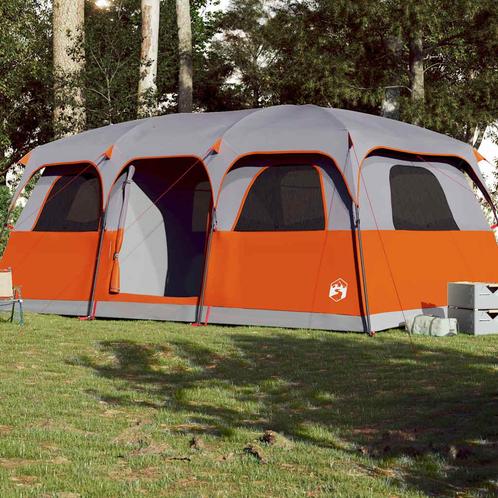 vidaXL Gezinstent 9-persoons waterdicht grijs, Caravans en Kamperen, Tenten, Nieuw, tot en met 2, Verzenden